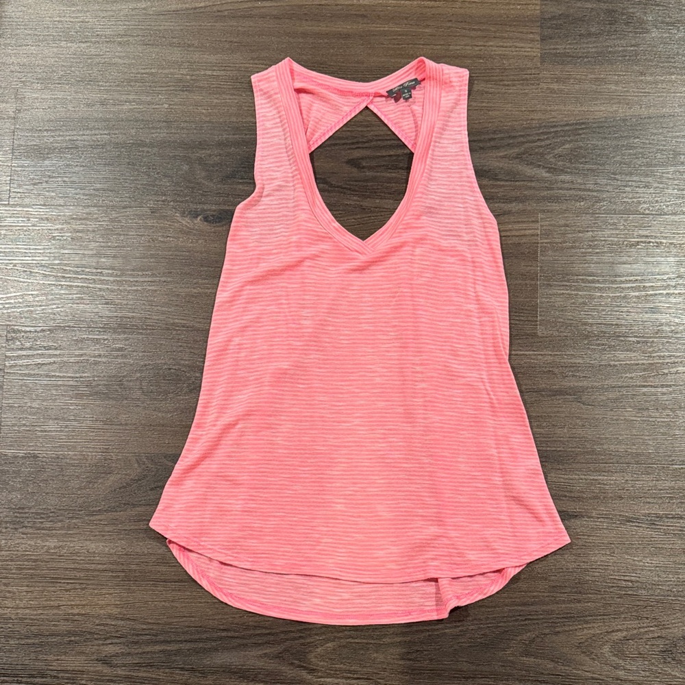 Women's Pink White Striped Sleeveless Tank Top